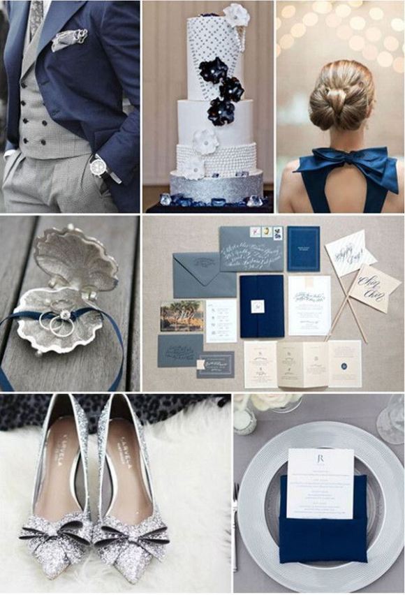 navy silver gray wedding palette